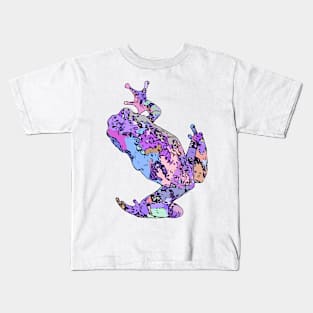 Purple Tree Frog Climbing Colorful Blue Pink Kids T-Shirt